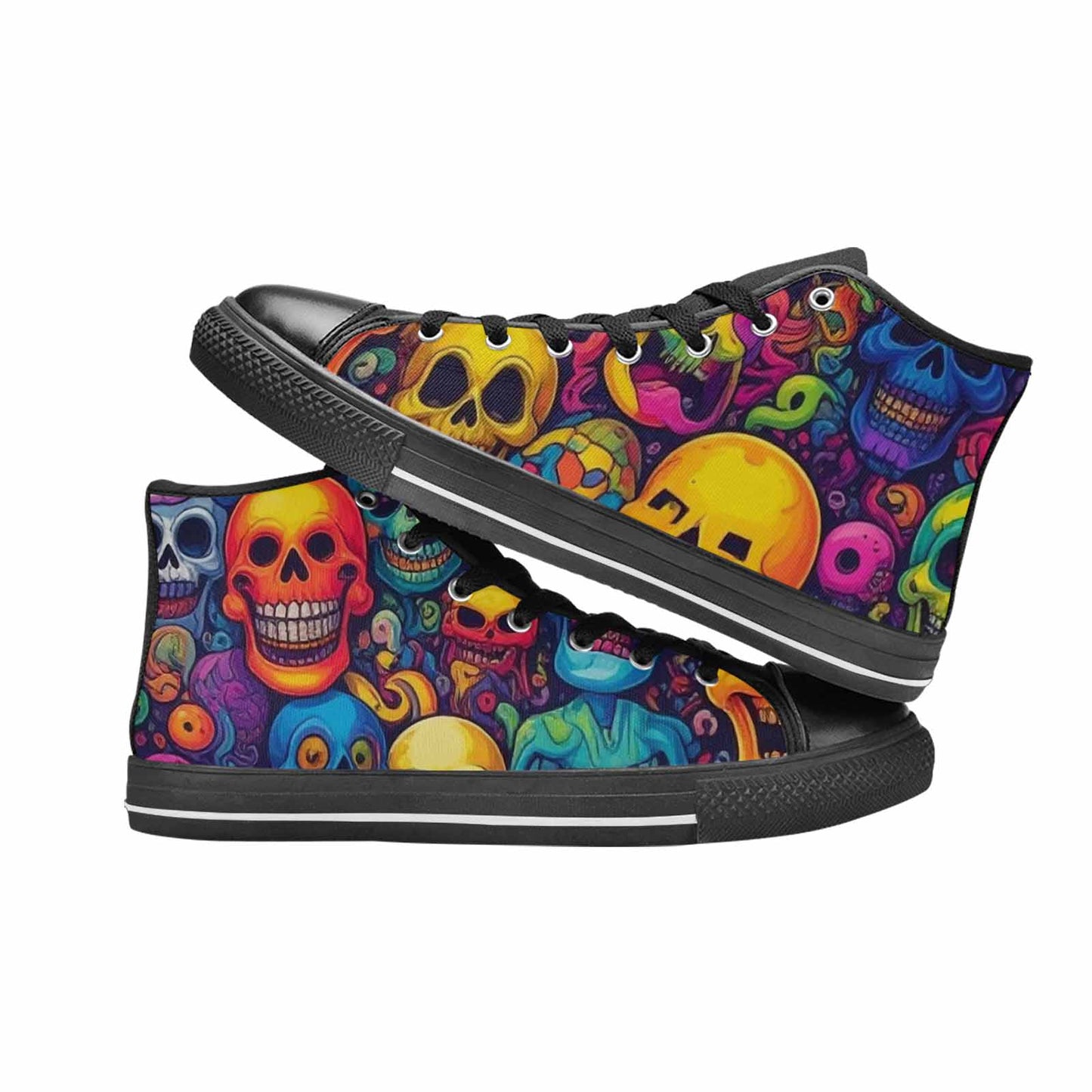 WOMEN'S Skeleton People Face High Top Canvas Y2K Custom Sneakers