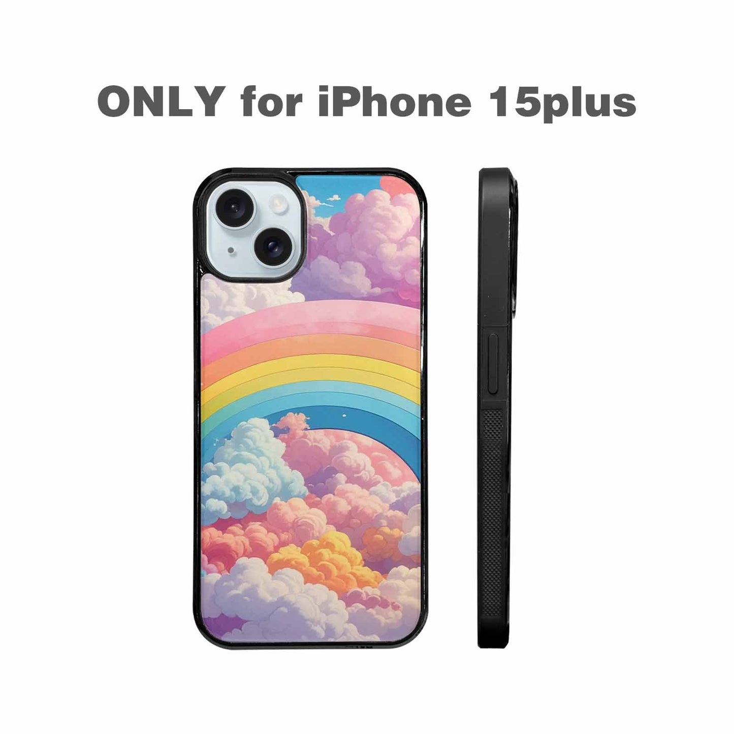 iPhone 15 Plus Case — Cloud And Rainbow Burst Pattern Hundreds, Personalized Phone Case
