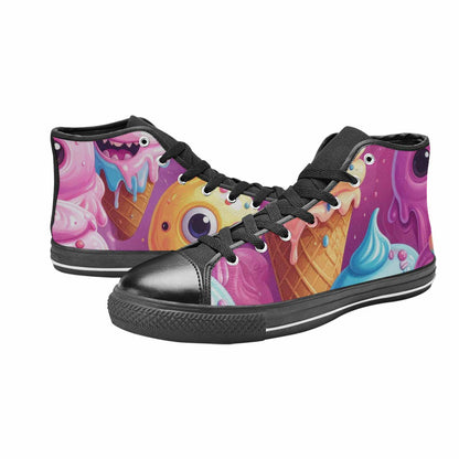 MEN'S Melting Icecream Cone Monster High Top Canvas Vivid Custom Shoes