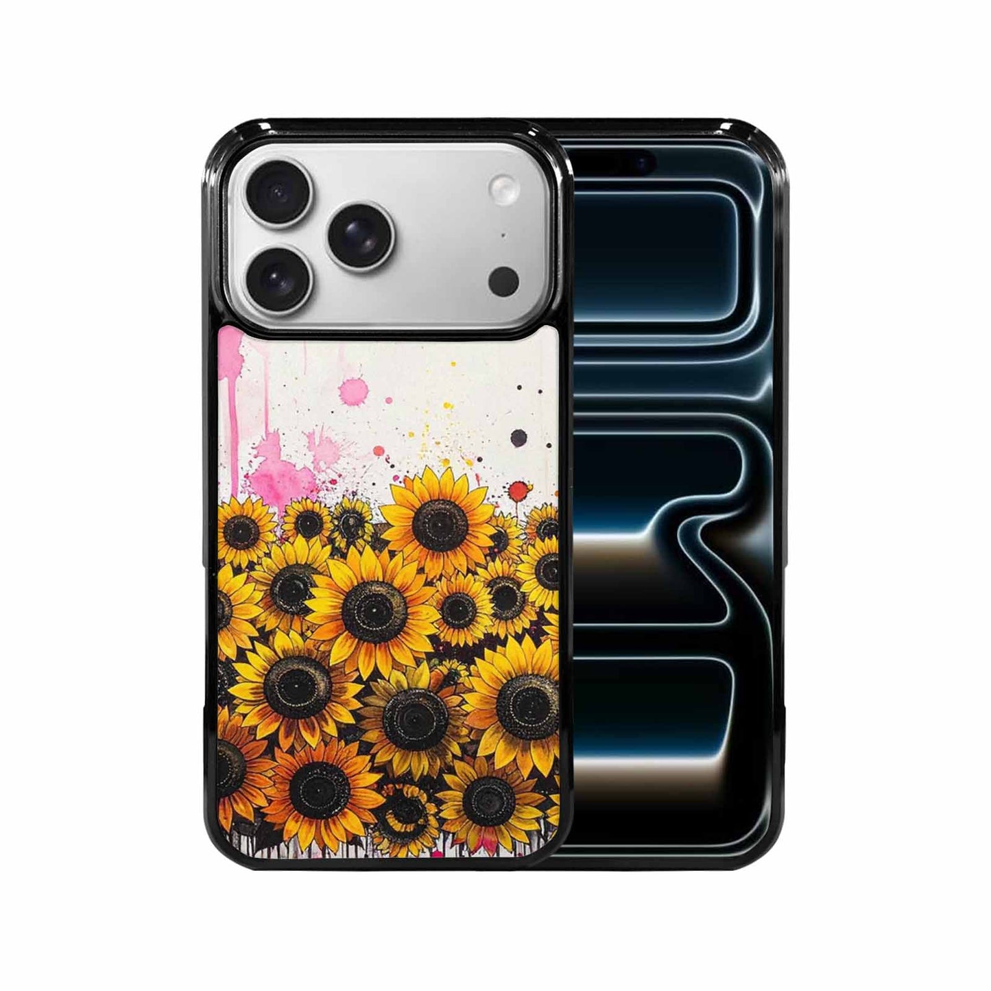 iPhone 17 Pro Max Case — Sunflower Burst Black &amp; Floral, Custom Designed Case Cover
