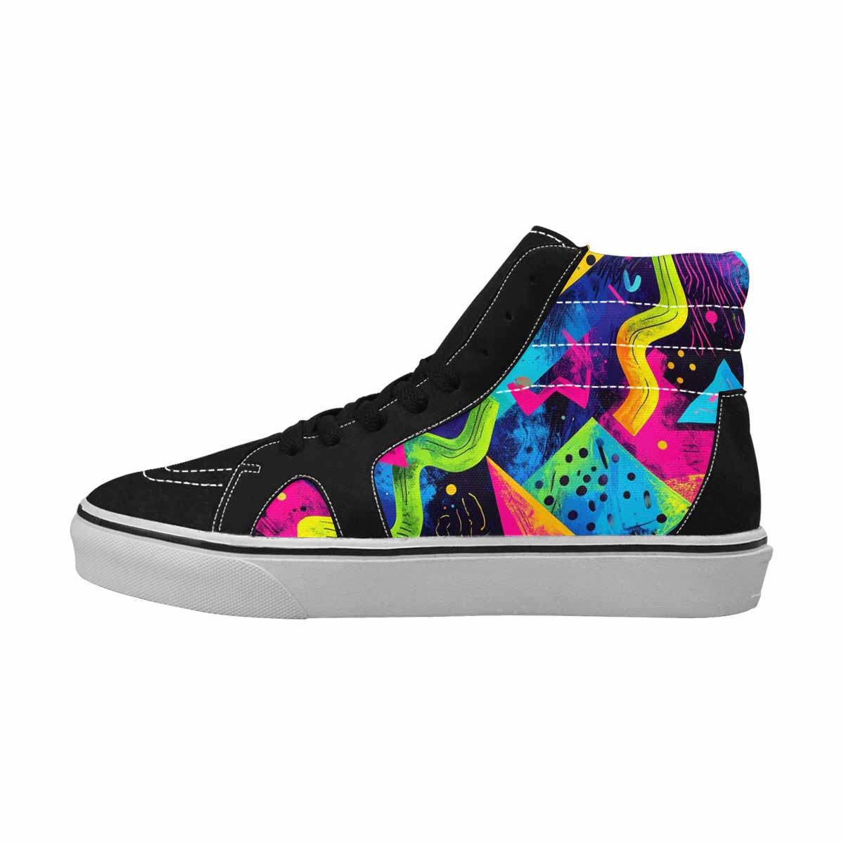 MEN'S Memphis Squiggles Triangles Dots High Top Canvas Y2K Custom Shoes