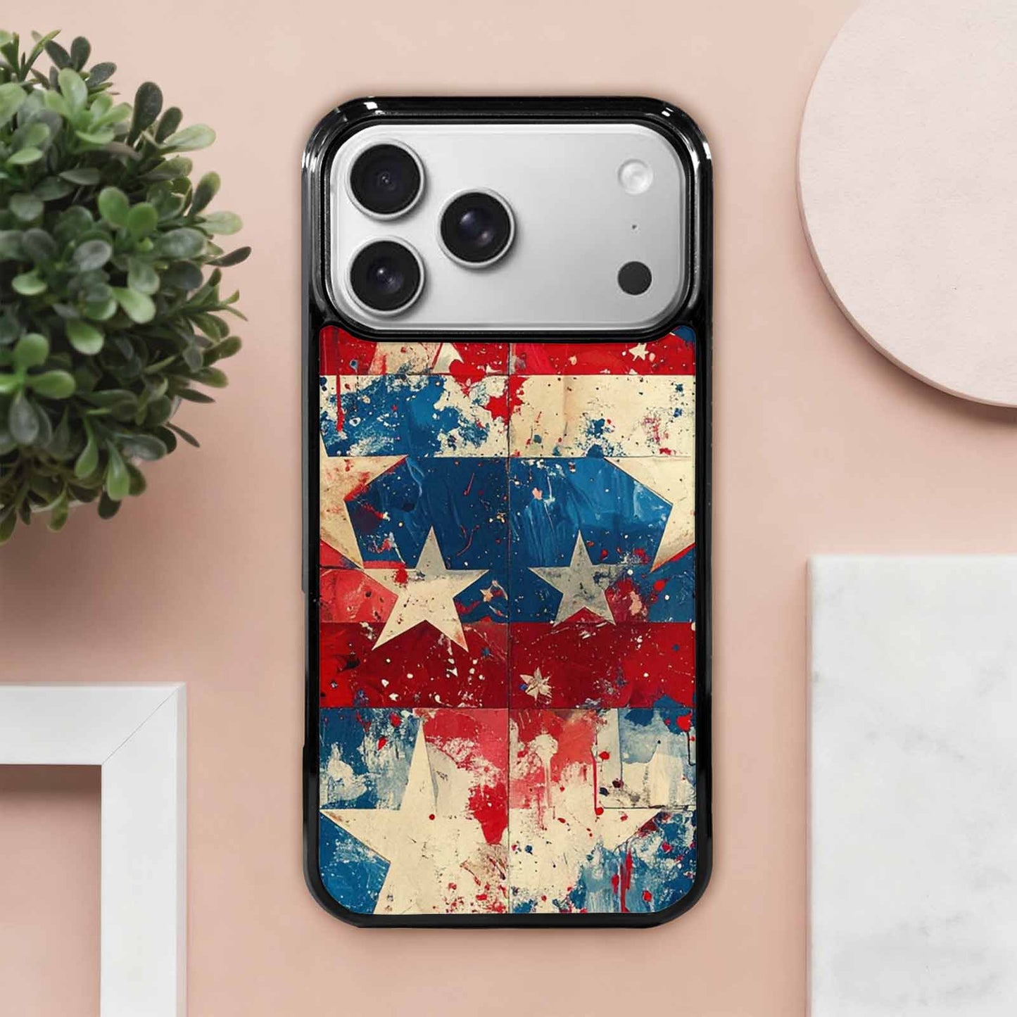 iPhone 17 Pro Max Case — Patriotic Stars And Stripes Galaxy Space, Original Design Phone Case