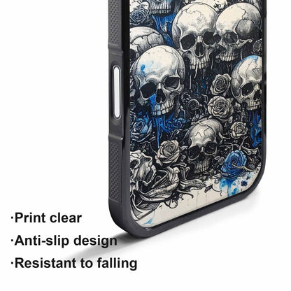 iPhone 17 Air Case — Black Blue Ink Skull And Gothic, Custom Art Phone Cover