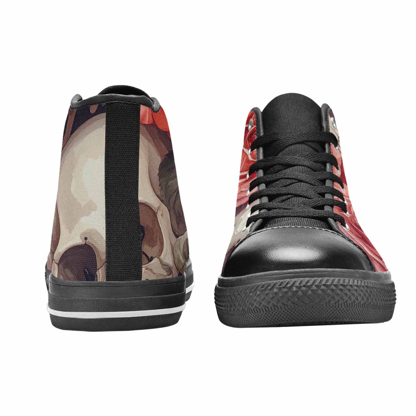 WOMEN'S Skulls Roses Soft Airbrush High Top Canvas Grunge Shoes
