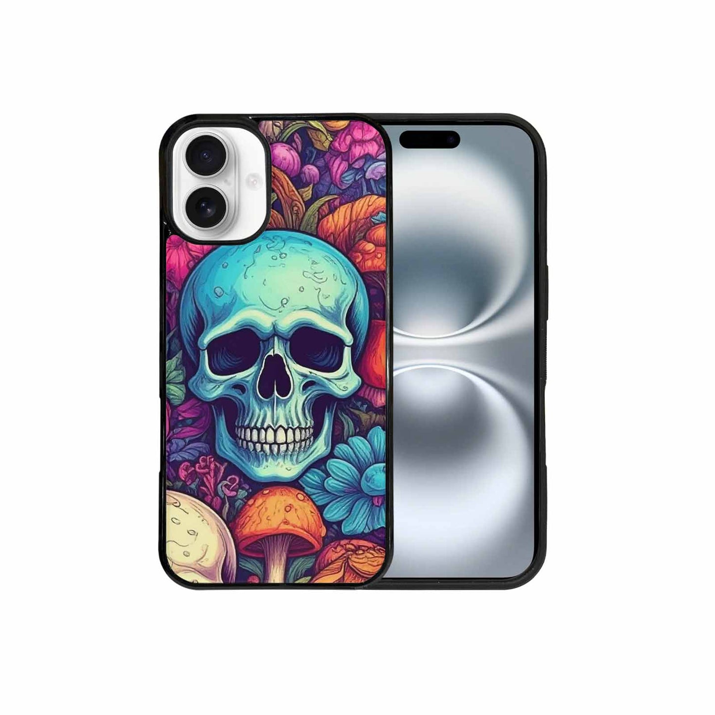iPhone 16 Plus Case — Mushroom Skull Custom, Custom Phone Case