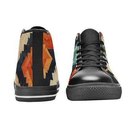 WOMEN'S Southwestern Geometric Diamond High Top Canvas Vivid Shoes