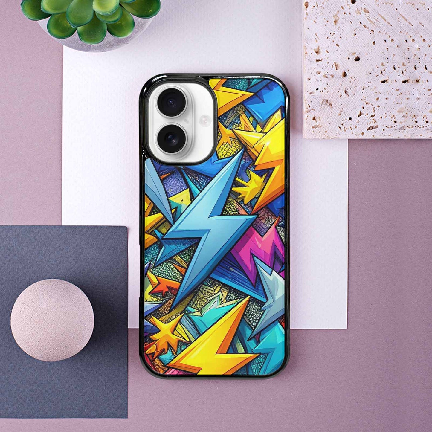 iPhone 16 Case — Lightning Bolt Storm Pattern Hundreds Of, Custom Art Phone Cover