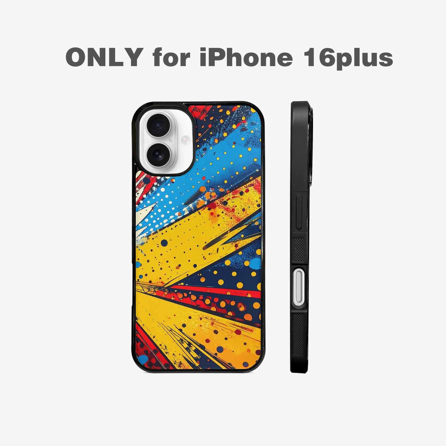 iPhone 16 Plus Case — Comic Halftone Comic Bursts Pattern Hundreds, Custom Made Phone Cover