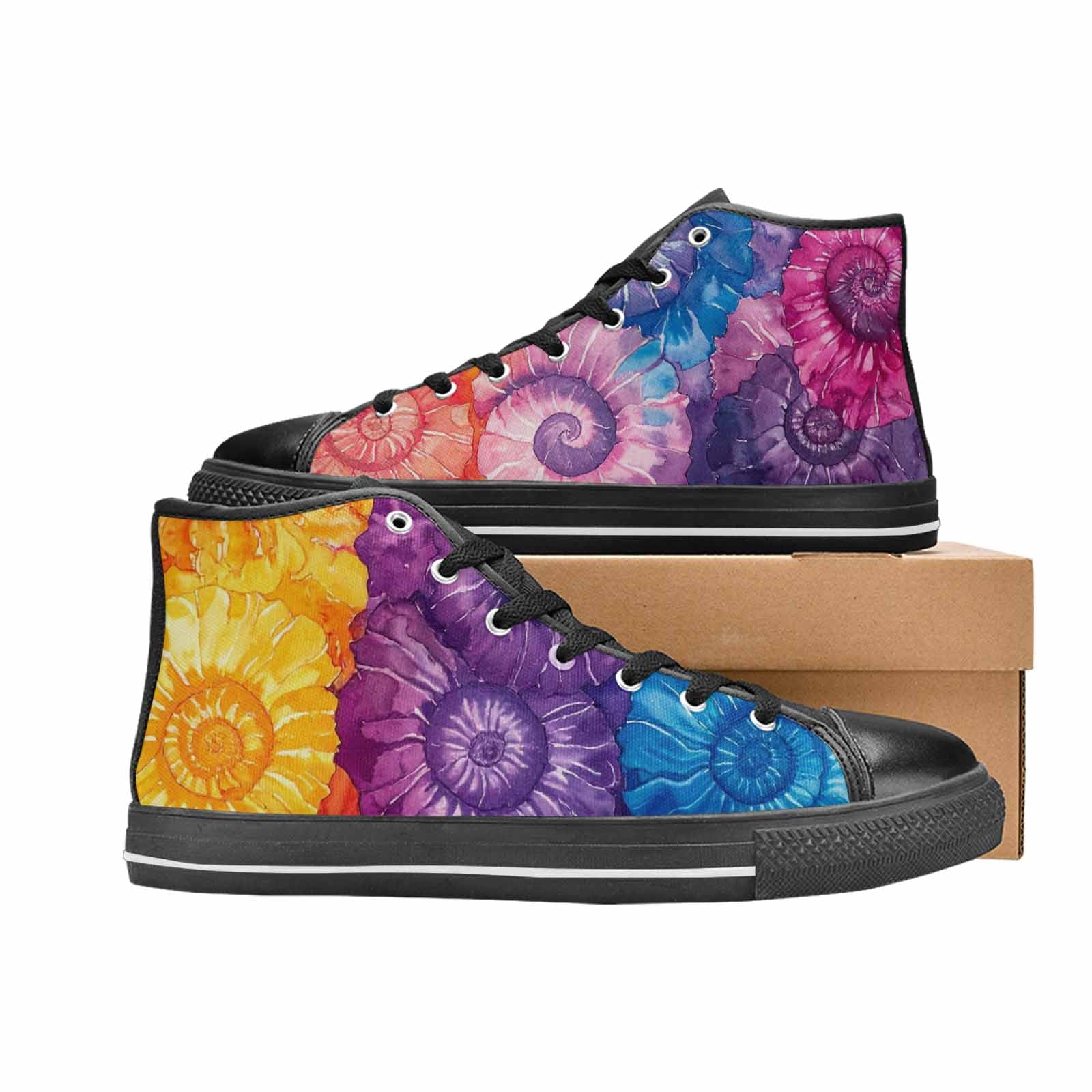 MEN'S Tie Dye Swirl High Top Canvas Surreal Custom Shoes