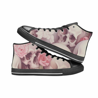 WOMEN'S Skulls Roses Soft Airbrush High Top Canvas Cottagecore Shoes