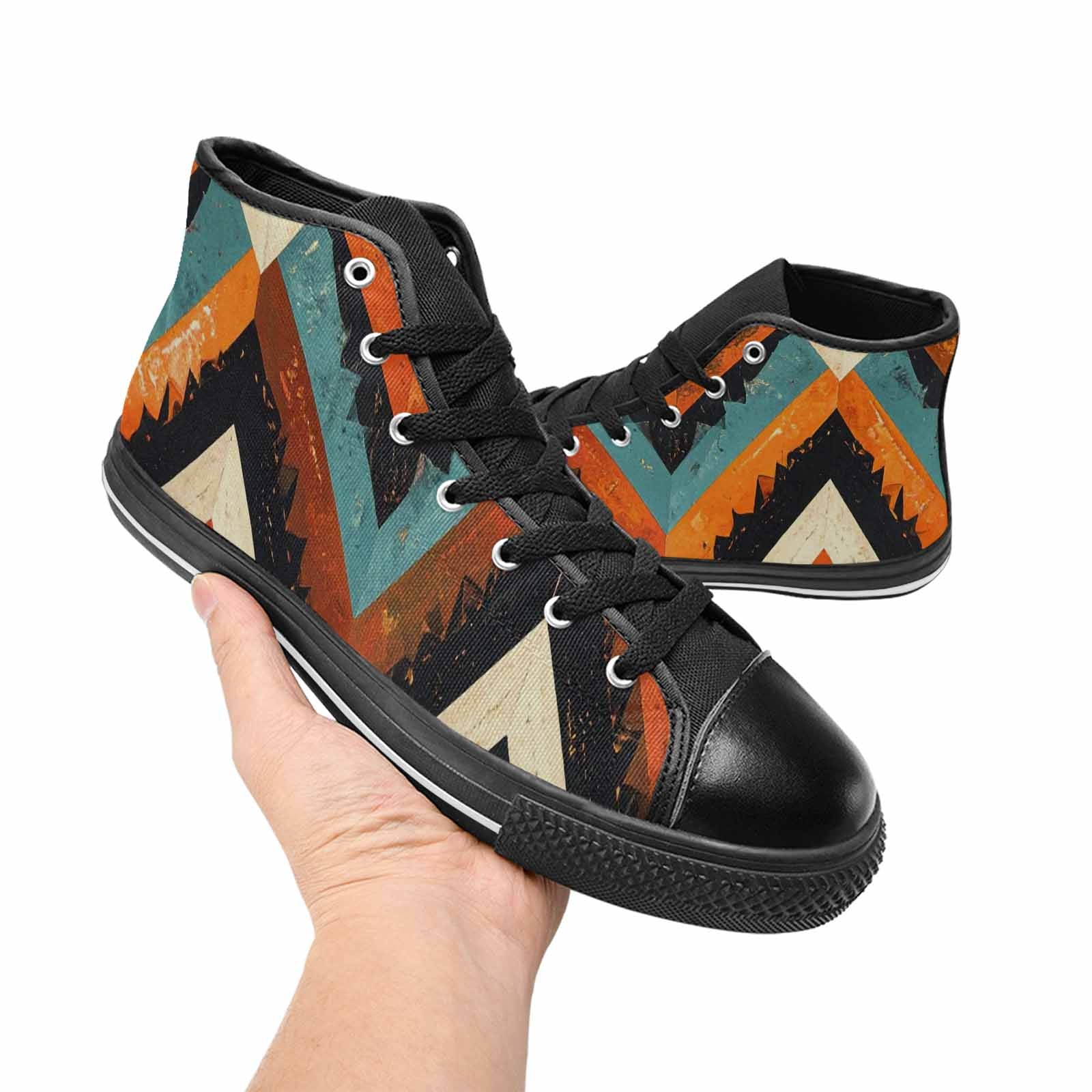 MEN'S Southwestern Geometric Diamond High Top Canvas Aesthetic Custom Sneakers