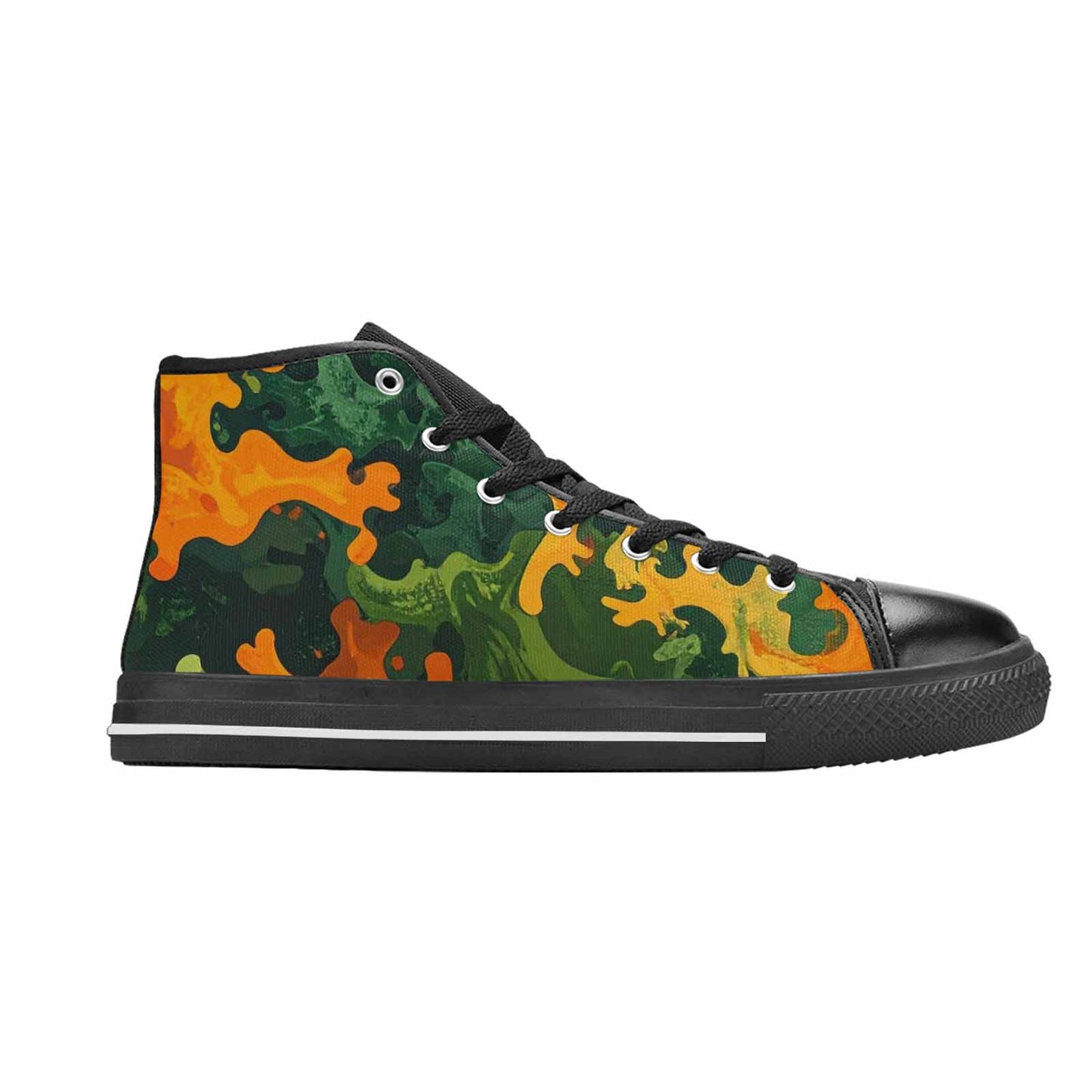 WOMEN'S Military Camouflage Blotch High Top Canvas Vibrant Chaos Custom Shoes