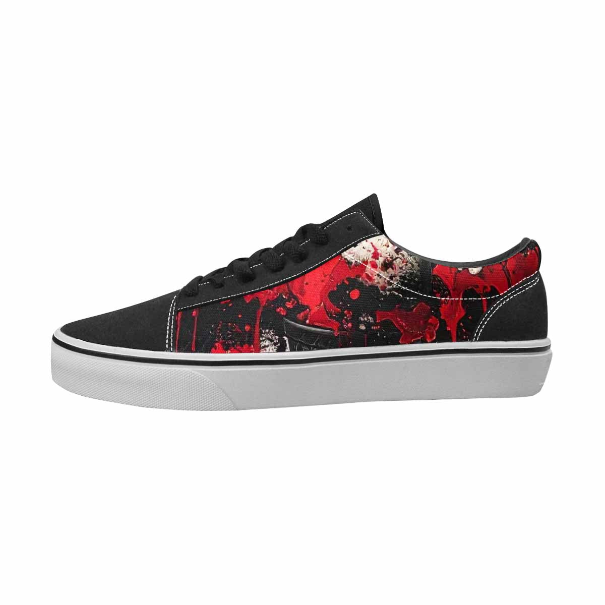 MEN'S Ice Cream Black & Red Ink Canvas Original Design Surreal Custom Sneakers