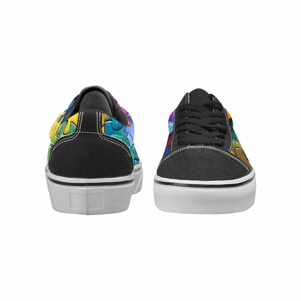WOMEN'S Autism Puzzle Pieces Lace-Up Canvas Dark Academia Custom Sneakers