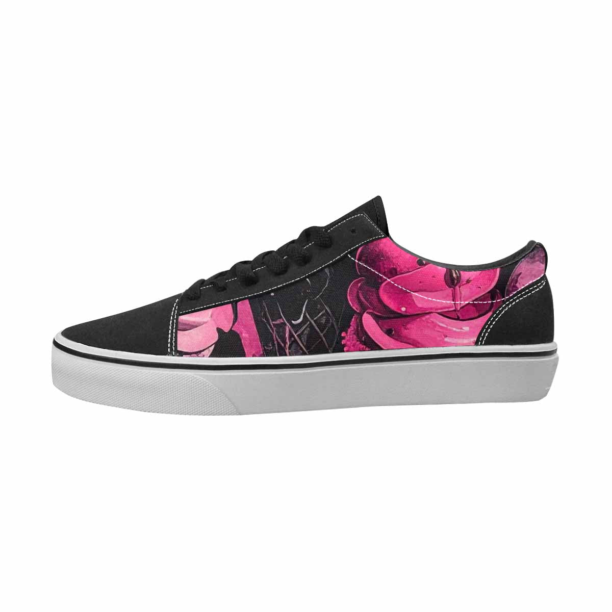 WOMEN'S Ice Cream Black & Pink Ink Canvas Artist-designed Vibrant Chaos Original Art Sneakers