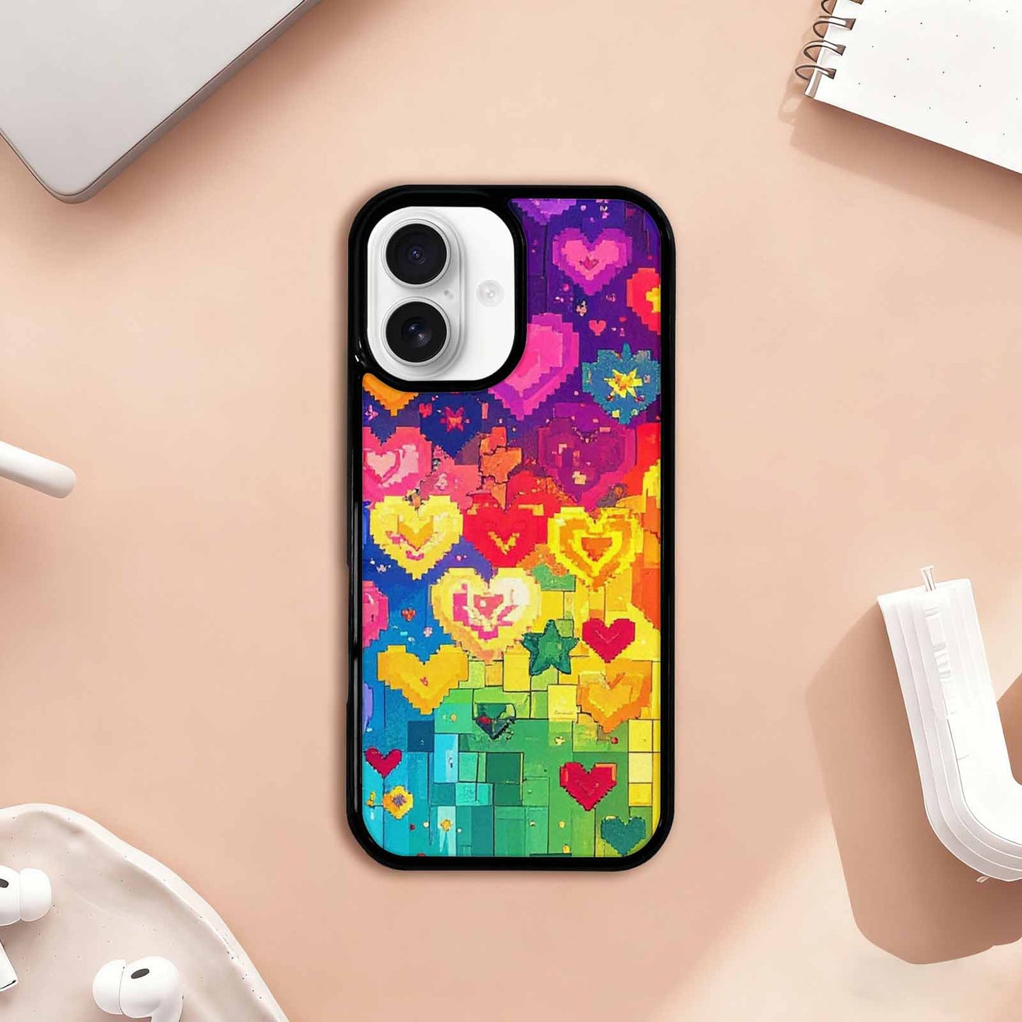iPhone 17 Case — Pixel Art Bit Burst Original Art, Unique Phone Case Design