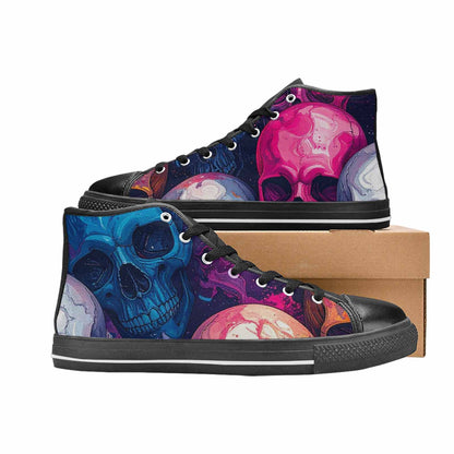 MEN'S Marble Skull High Top Canvas Cottagecore Custom Sneakers