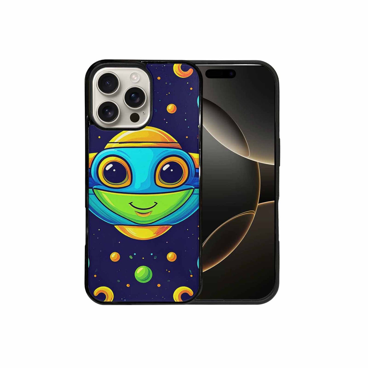 iPhone 16 Pro Max Case — Alien Ufo Cartoon Art Pattern, Original Design Phone Case