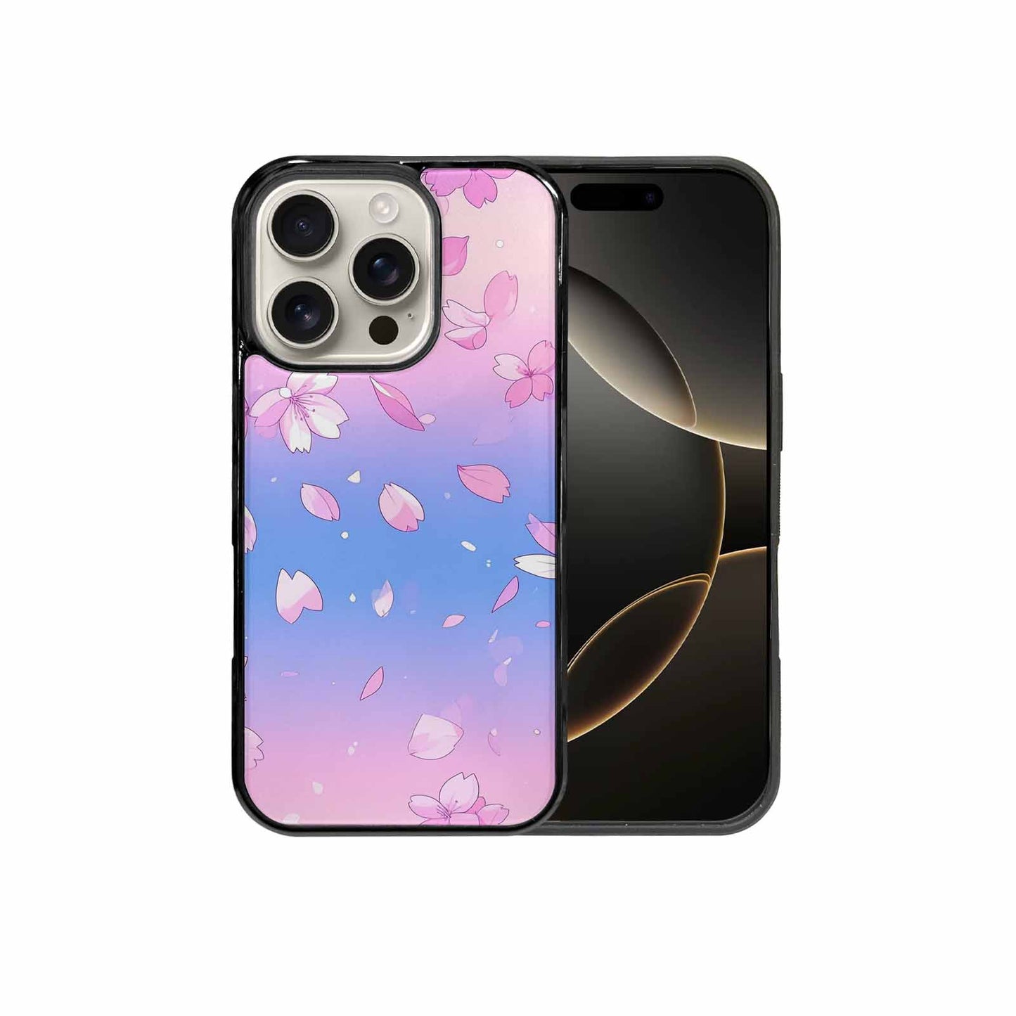iPhone 16 Pro Case — Stylized Anime Style Cherry Blossom Petals, Customized Protective Case