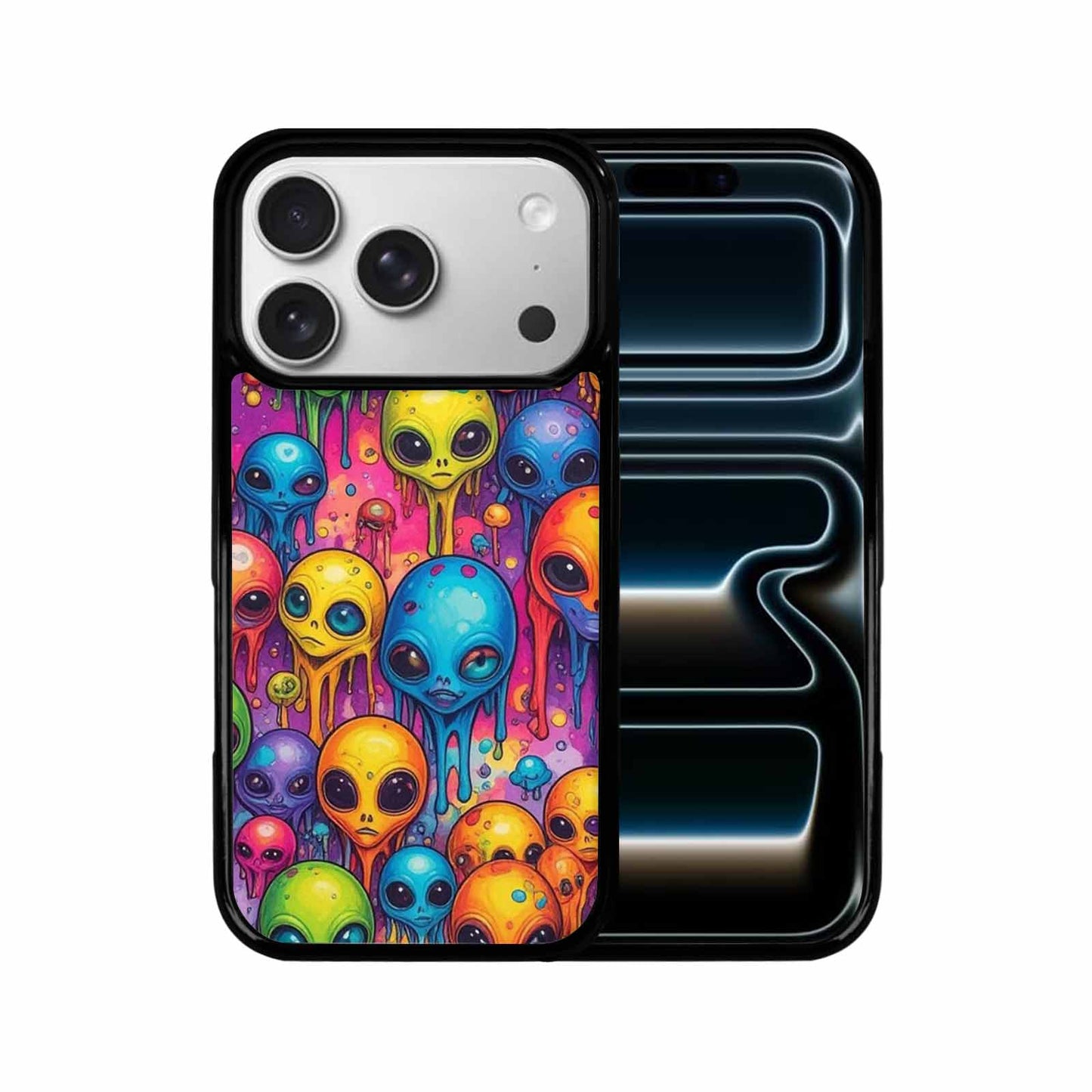 iPhone 17 Pro Case — Melting Aliens Pattern Hundreds Of Alien, Unique Phone Case Design