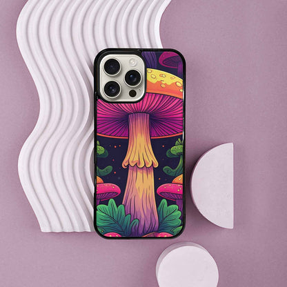 iPhone 16 Pro Max Case — Psychedelic Mushroom Cartoon Pattern, Customized Protective Case