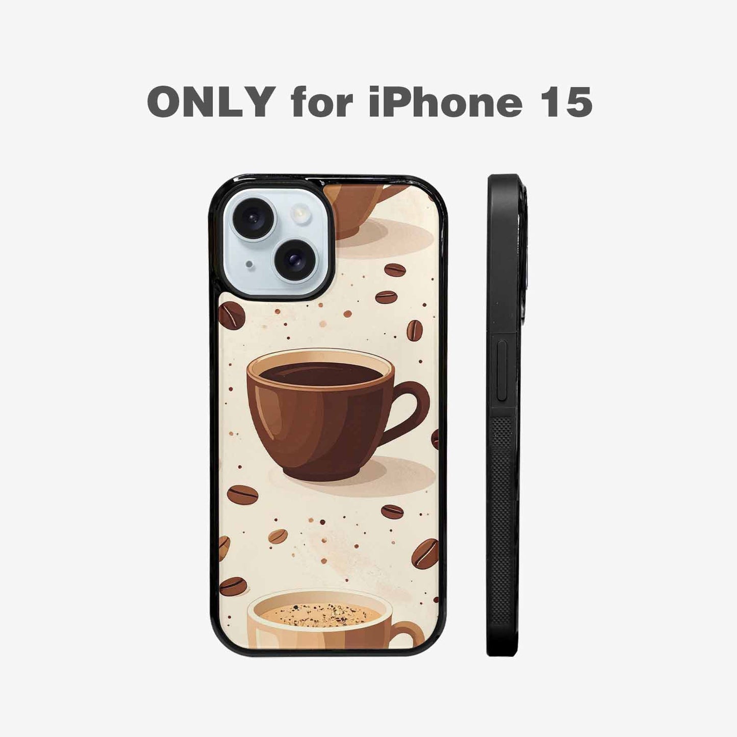 iPhone 15 Case — Coffee Cup And Bean Pattern Seamless, Unique Phone Case Design