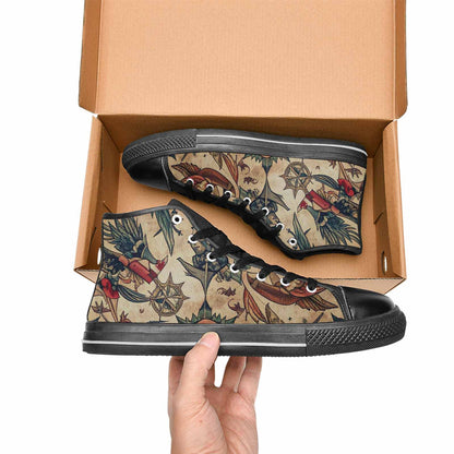 WOMEN'S Old School Tattoo High Top Canvas Aesthetic Custom Shoes
