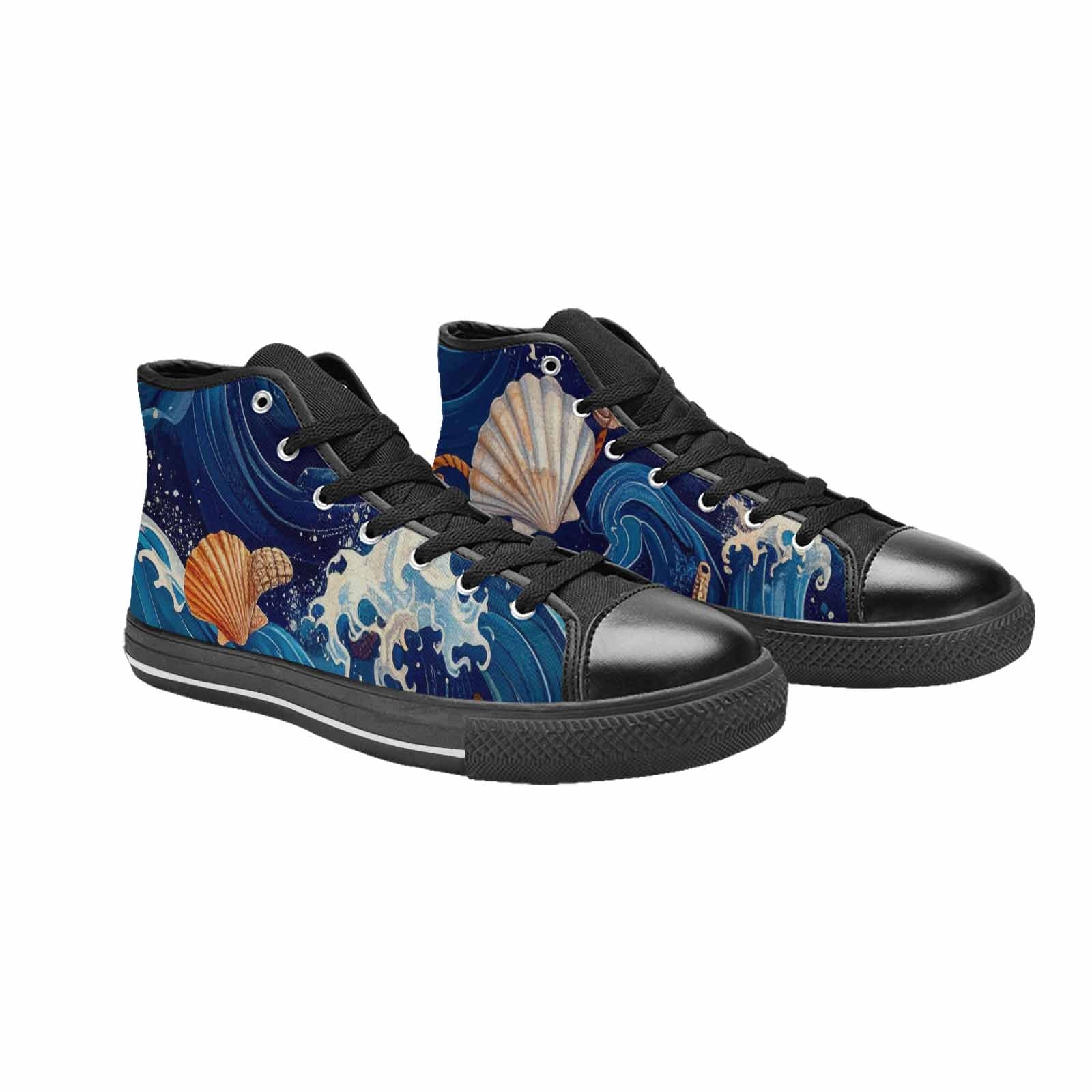 MEN'S Ocean Wave High Top Canvas Cottagecore Custom Shoes