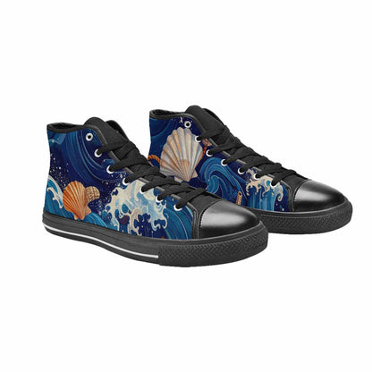 MEN'S Ocean Wave High Top Canvas Cottagecore Custom Shoes