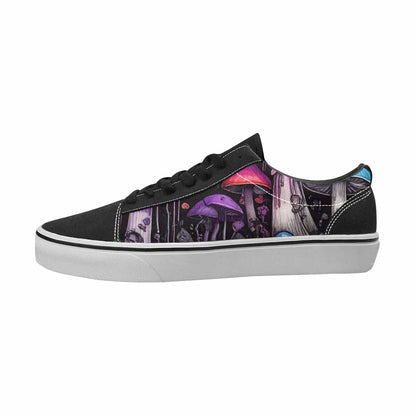 WOMEN'S Mushrooms Black & Purple Ink Canvas Artist-designed Dreamcore Shoes
