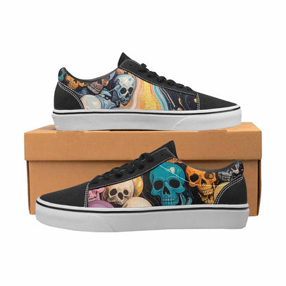 WOMEN'S Skulls  Marble Skulls Lace-Up Canvas Surreal Custom Shoes