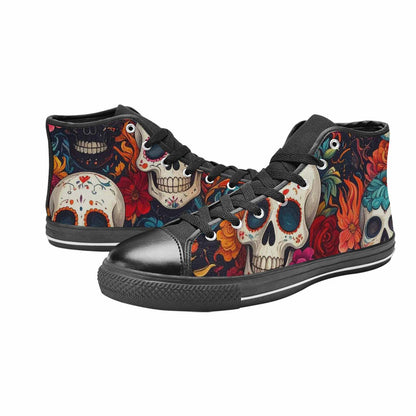 MEN'S Skull High Top Canvas Wallpaper Art Sneakers