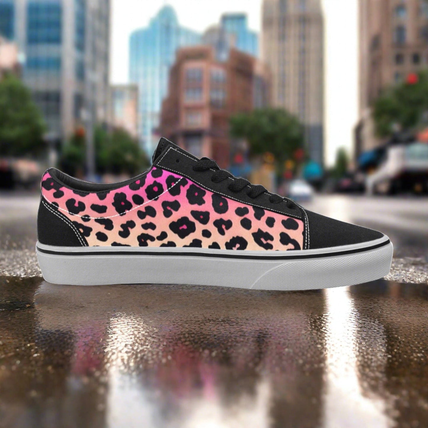 Cherry Blossom Magenta Gold Wearable WOMEN Bold Art - Freaky Shoes | Custom Art Sneakers