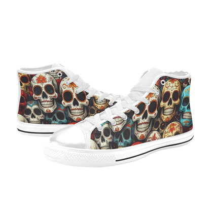 WOMEN'S Aggressive Comic Sugar Skull High Top Canvas Dreamcore Custom Shoes