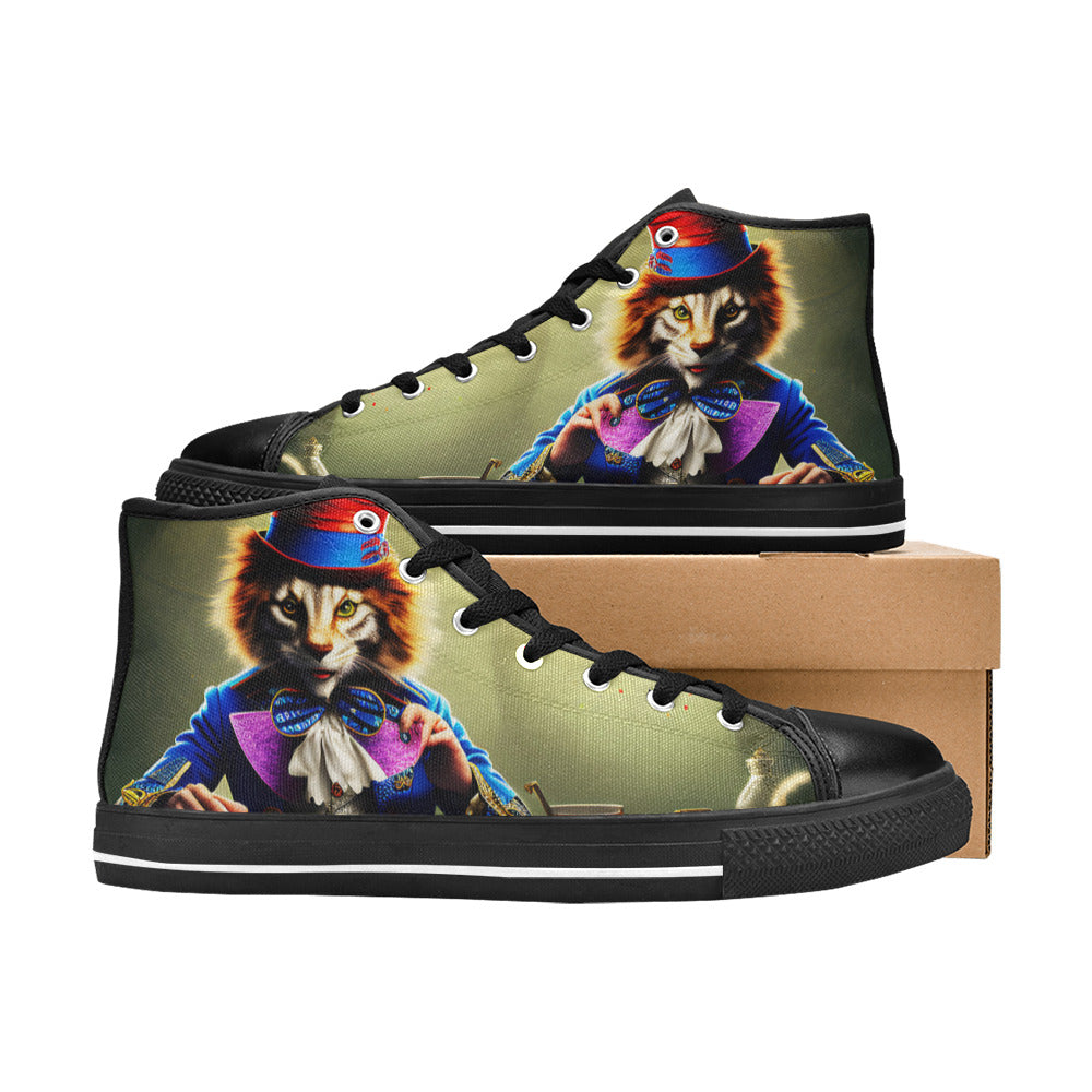 MEN'S Chilling Cat Men’S High Top Canvas Vibrant Chaos Custom Shoes
