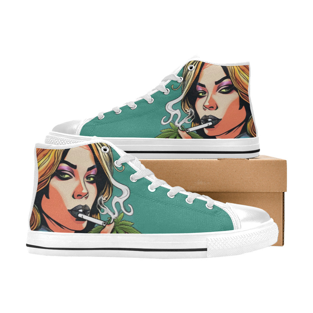 WOMEN'S Comic Book Art Woman High Top Canvas Cottagecore Shoes