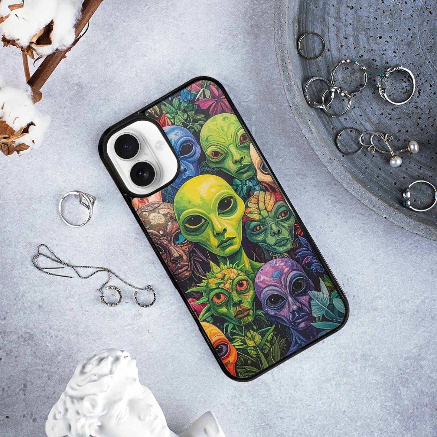 iPhone 16 Plus Case — Aliens Pattern Hundreds Of Sma, Original Design Phone Case