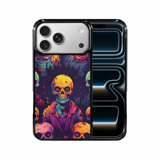 iPhone 17 Pro Max Case — Halloween Zombie Horror Repeat Gothic Skulls, Custom Phone Case