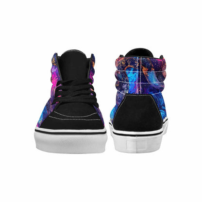 WOMEN'S Galaxy Snake Print High Top Canvas Vivid Custom Sneakers