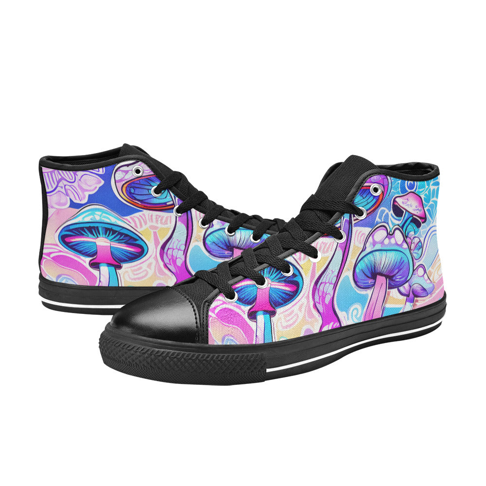 MEN'S Magic Mushrooms Art 4 High Top Canvas Wallpaper Art Shoes