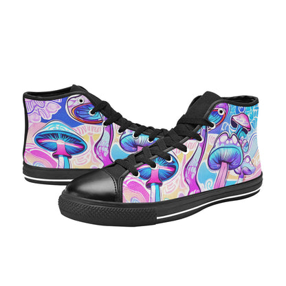 MEN'S Magic Mushrooms Art 4 High Top Canvas Wallpaper Art Shoes