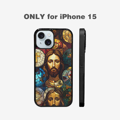 iPhone 15 Case — Jesus Face Small Cross And Faith, Personalized Phone Case