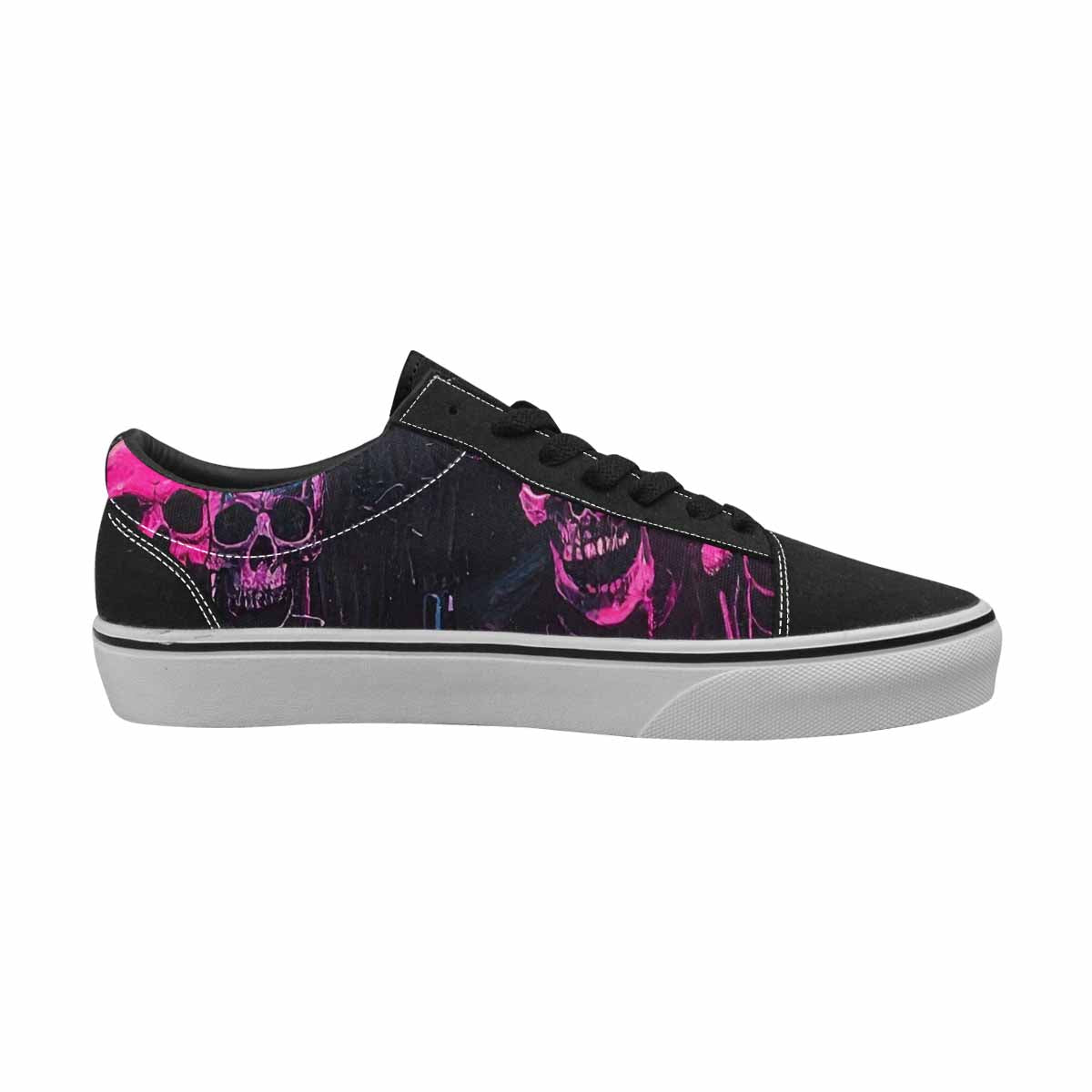 WOMEN'S Skeletons  Neon Pink Lace-Up Canvas Dreamlike Shoes