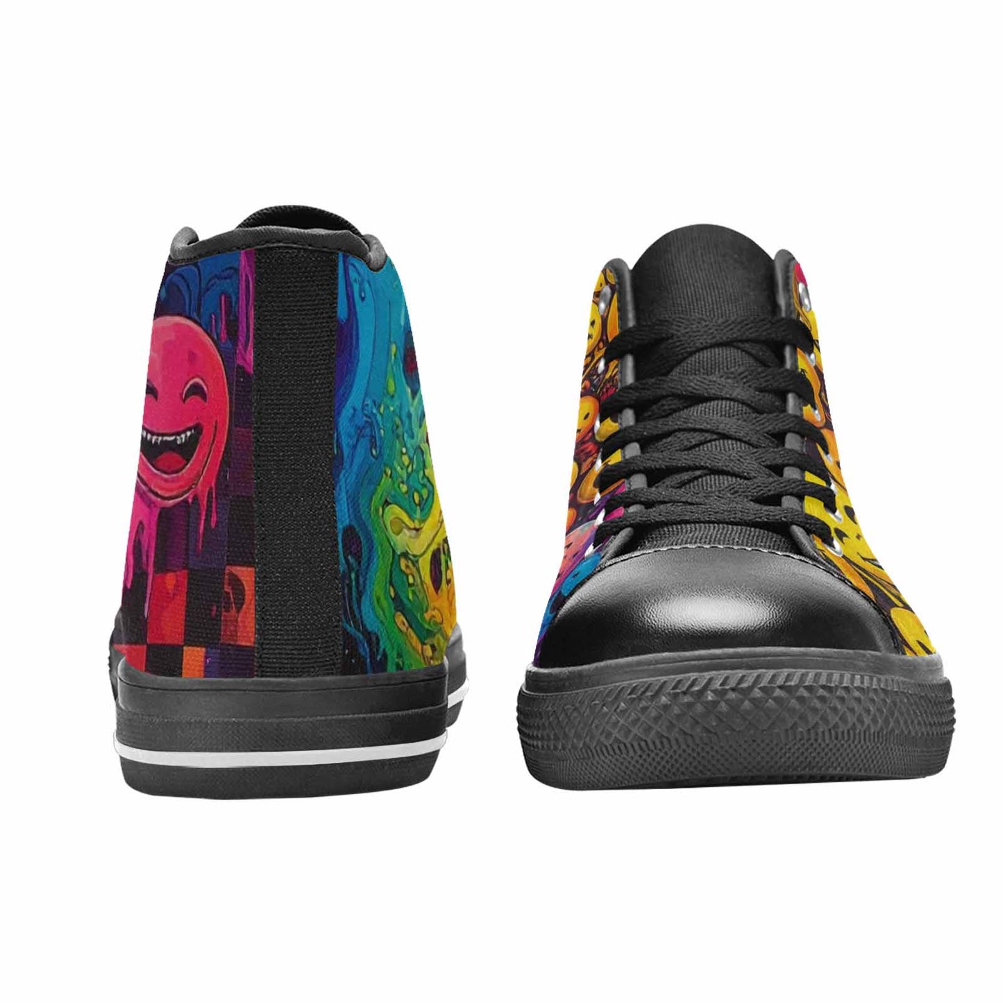 MEN'S Yellow Smiley Face High Top Canvas Vibrant Chaos Sneakers