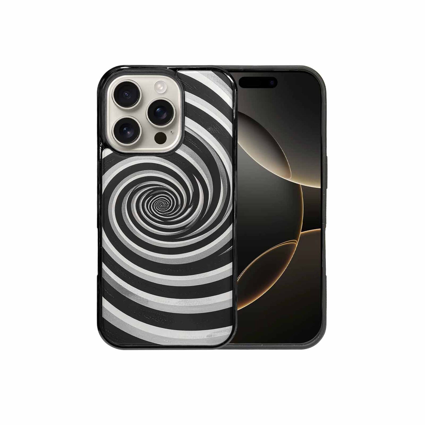 iPhone 16 Pro Case — Hypnotic Spiral Optical Illusion Motif High, Custom Designed Case Cover