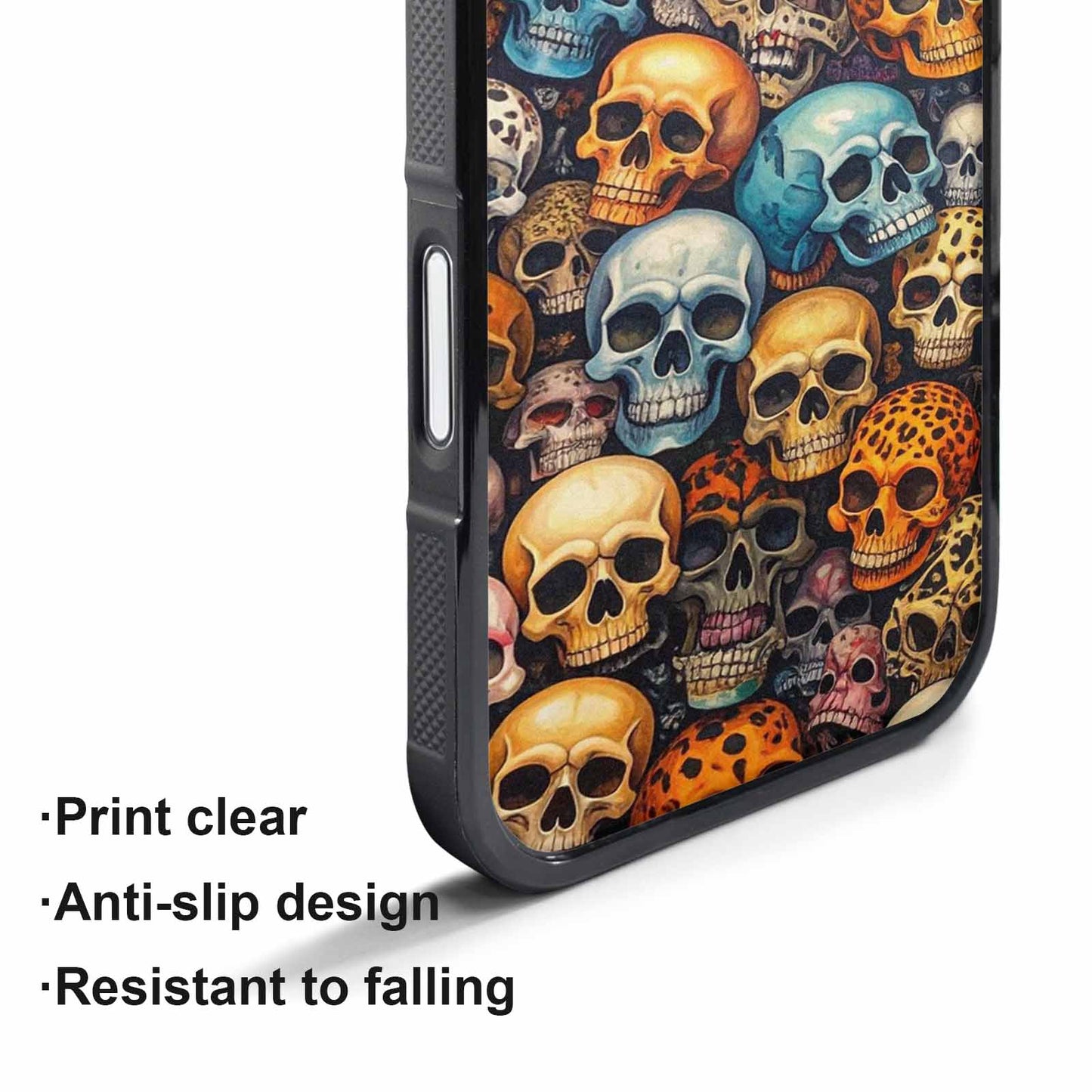 iPhone 17 Pro Max Case — Skulls Pattern Hundreds Of Gothic Skulls, Custom Printed Phone Case