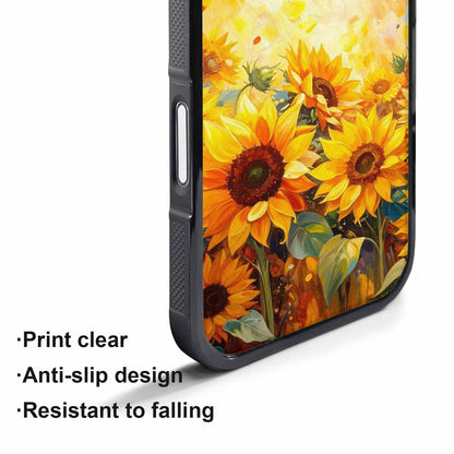 iPhone 17 Pro Case — Impressionist Sunflower Brushstroke Pattern Hundreds Floral, Customized Protective Case