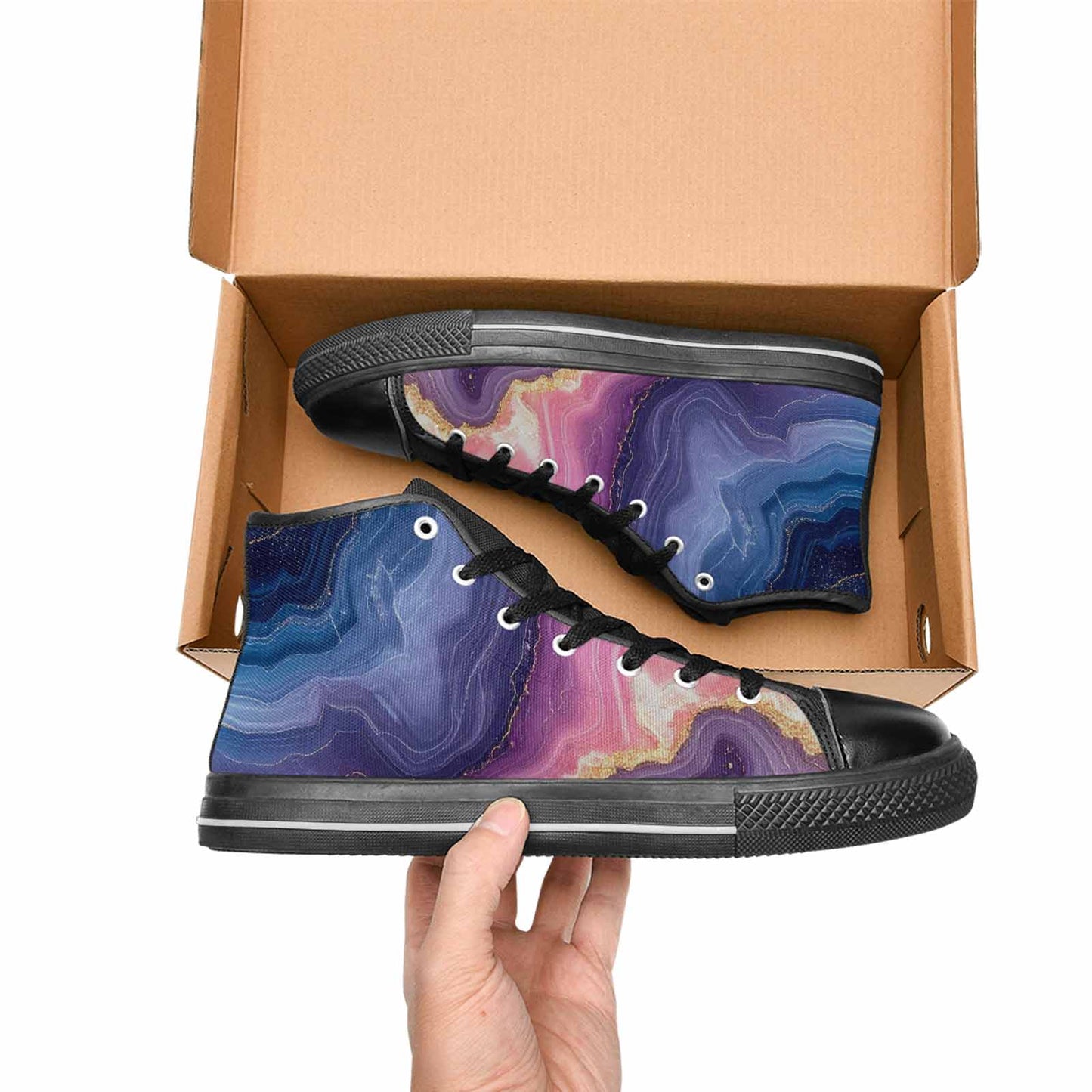 MEN'S Marble Galaxy High Top Canvas Vibrant Chaos Shoes