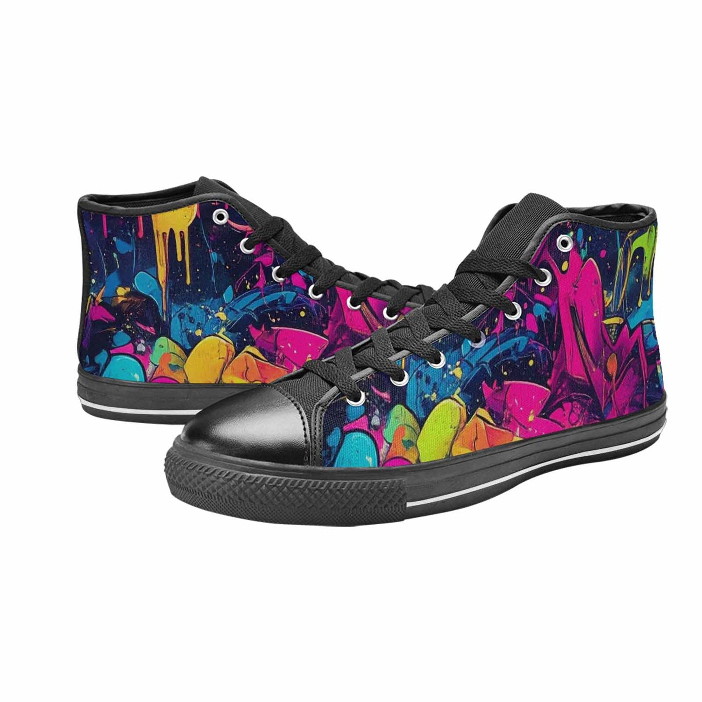 MEN'S Paint Splatter High Top Canvas Cottagecore Custom Shoes