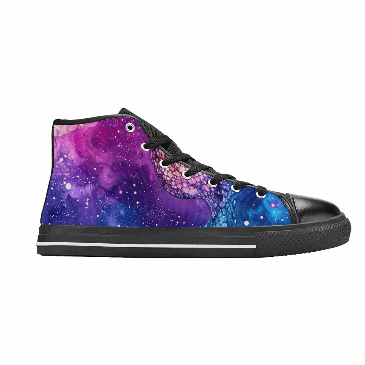 WOMEN'S Galaxy Snake Print High Top Canvas Wallpaper Art Sneakers